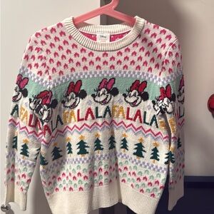 Disney Women's Minnie Mouse Holiday Sweater - Red, Green, White